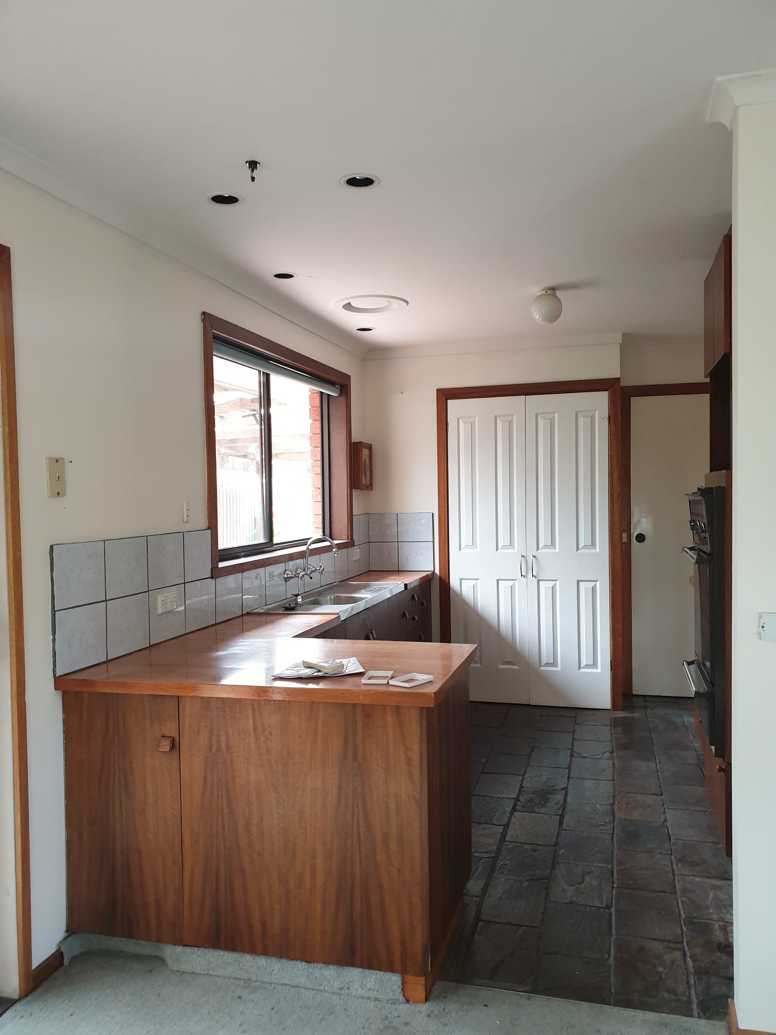 Kitchen walls, ceiling and panelled doors painted