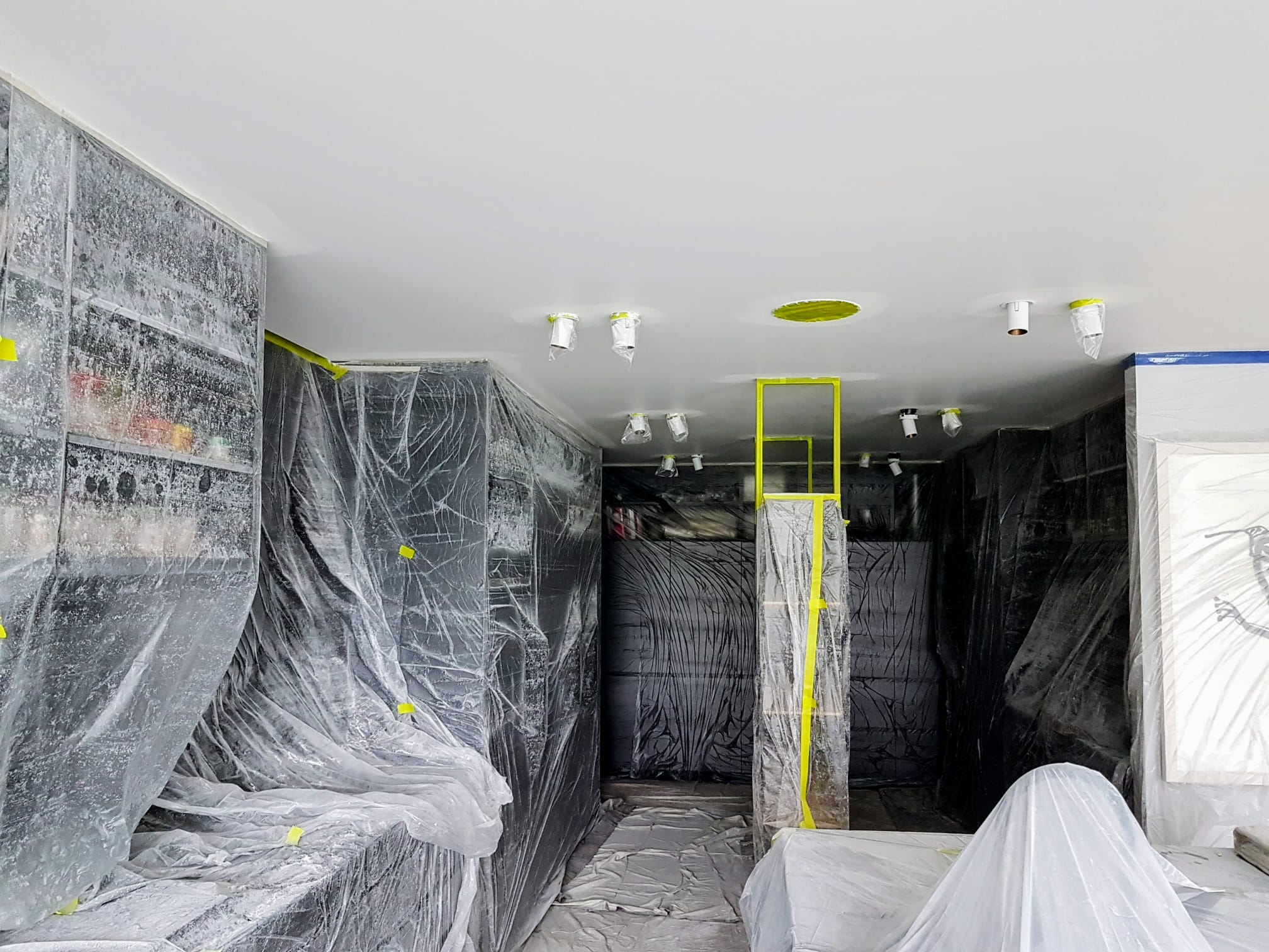 Protected Toorak room prepared for ceiling painting