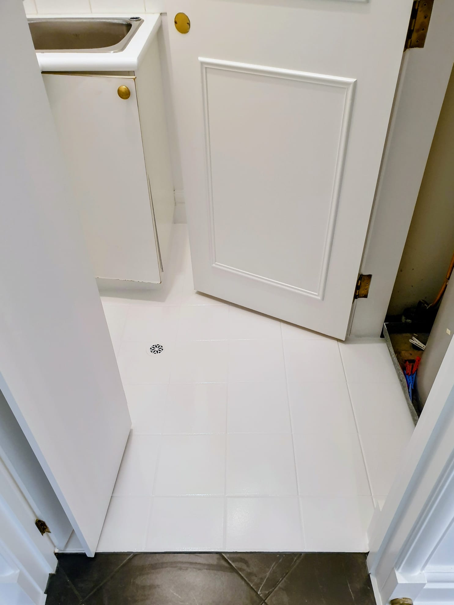 Finished white joinery and door detail in Toorak