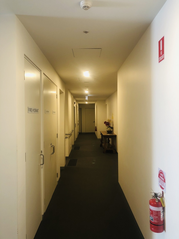 Painted commercial corridor