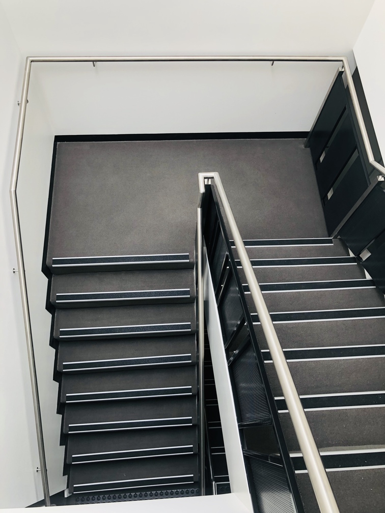 Painted stairwell and handrails