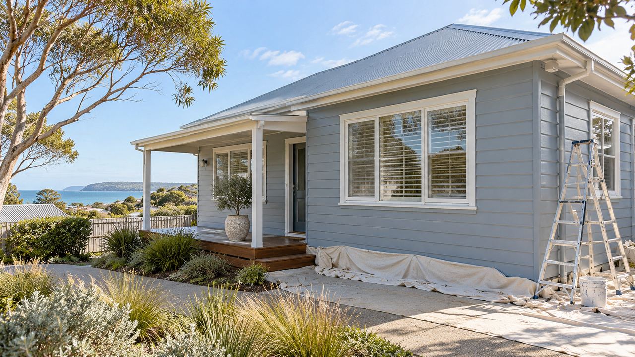 AI-generated illustrative image of exterior house painting in Rosebud
