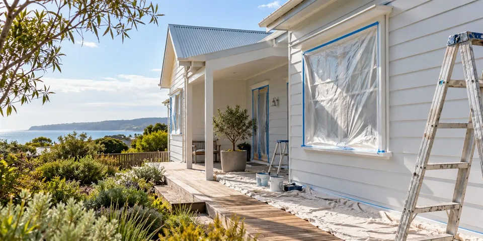 AI-generated illustrative image of exterior house painting in Dromana