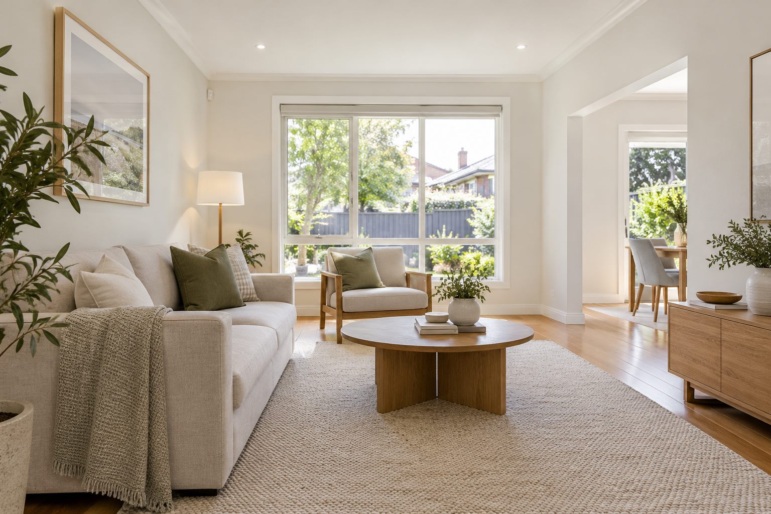 Freshly painted living room prepared for presentation before a Melbourne home sale